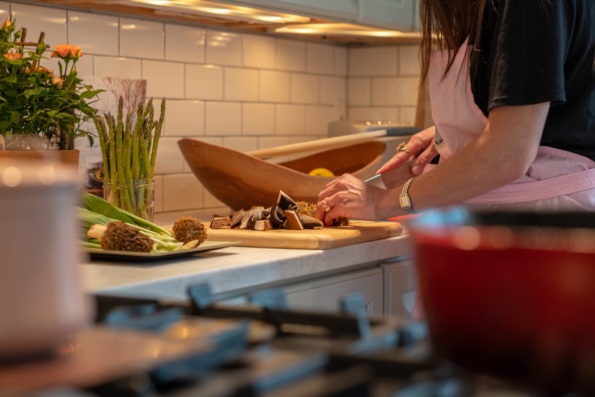 Organic cooking class with fresh vegetables